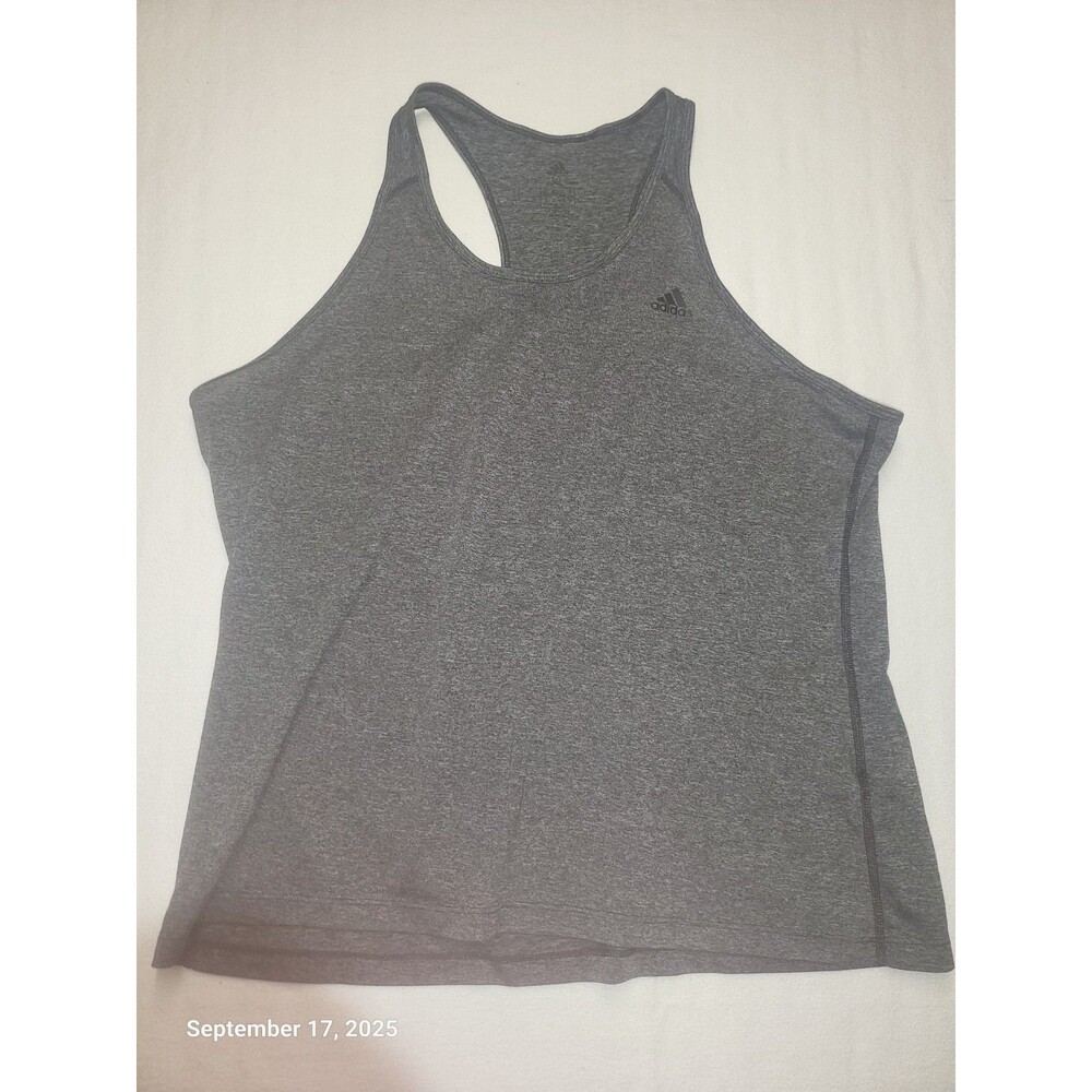 Adidas Womens Training Tank Top Gray Sz Large L Activewear Running Yoga EUC